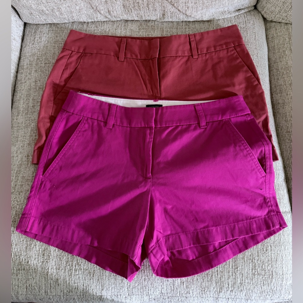 J. Crew and LOFT Women's Cotton Shorts in Magenta and Brick